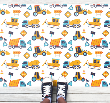 Dywan winylowy ulice wzór pojazdów budowlanych - TenStickers