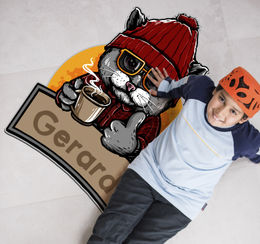 Dywan winylowy vintage personalizowany kot - TenStickers