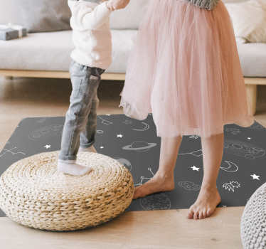 Dywan winylowy w gwiazdki szare elementy niebiańskie - TenStickers
