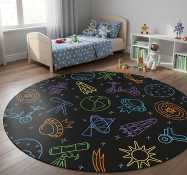 Dywan winylowy w gwiazdki i ikony kosmosu - TenStickers