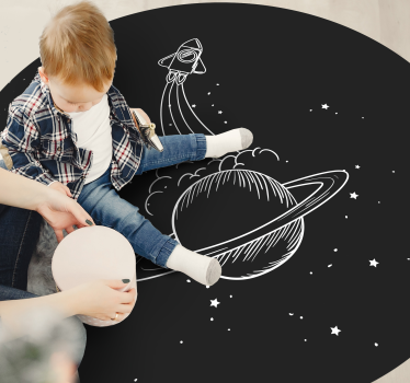 Dywan winylowy w gwiazdki rakieta na orbicie - TenStickers
