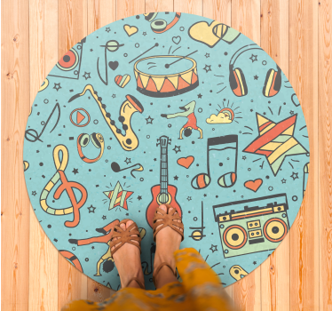 Dywan winylowy Kolorowy wzór vintage nuty - TenStickers