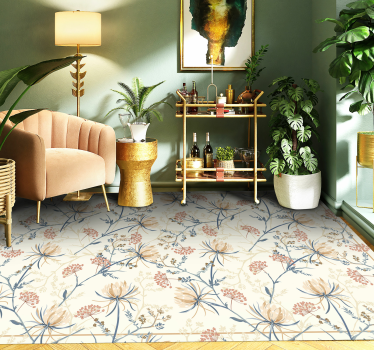 Dywan winylowy w kwiaty i rośliny Kwiaty w stylu chinoiserie - TenStickers