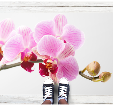 Dywan winylowy w kwiaty i rośliny różowy projekt orchidei - TenStickers