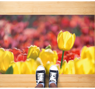 Dywan winylowy w kwiaty i rośliny tulipany w odcieniu żółtym - TenStickers