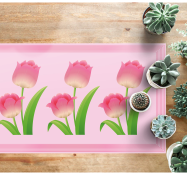 Dywan winylowy w kwiaty i rośliny wystawa różowych tulipanów - TenStickers