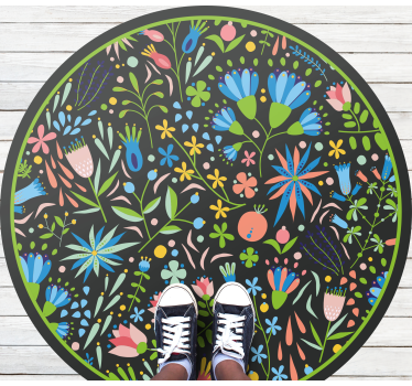 Dywan winylowy w kwiaty i rośliny żywy, botaniczny nadruk - TenStickers