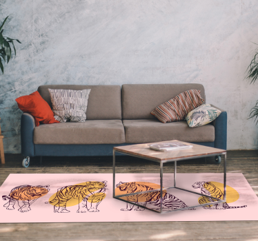 Dywan winylowy zwierzęta oprawiona ilustracja tygrysa - TenStickers