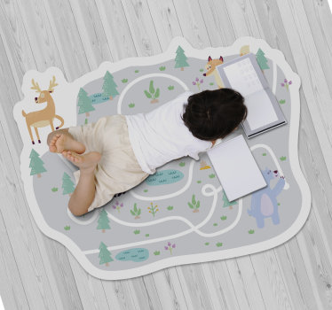 Dywan winylowy z grą zabawna leśna ścieżka - TenStickers