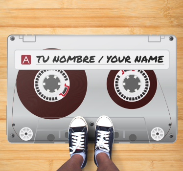 Dywan winylowy z imieniem kaseta vintage - TenStickers