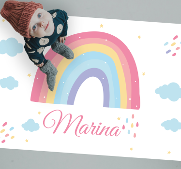 Dywan winylowy z imieniem spersonalizowana kolorowa tęcza - TenStickers