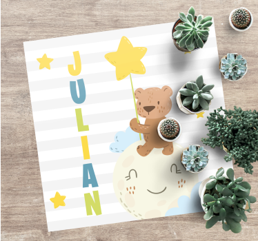 Dywan winylowy z imieniem miś z gwiazdą - TenStickers