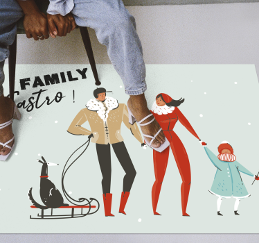 Dywan winylowy z imieniem spersonalizowana rodzina zimowa - TenStickers