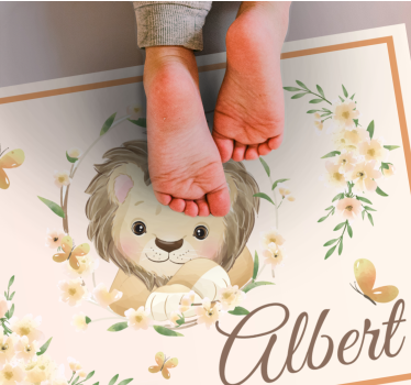 Dziecięcy dywan winylowy lew mały z imieniem - TenStickers