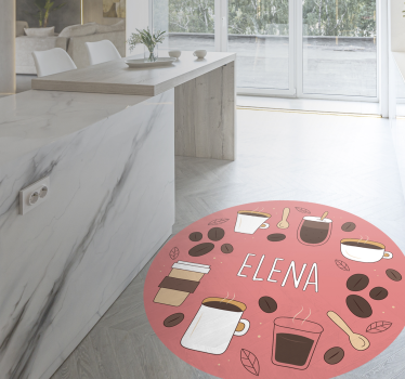 Dywan winylowy z imieniem spersonalizowana kofeina - TenStickers