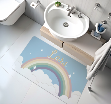 Dywan winylowy do łazienki z imieniem tęcza - TenStickers
