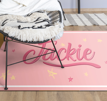 Dywan winylowy dla nastolatków różowe imię z gwiazdkami - TenStickers