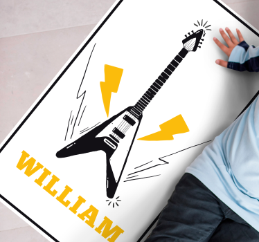 Dywan winylowy z imieniem sztuka gry na gitarze elektrycznej - TenStickers