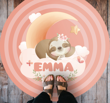 Dywan winylowy z imieniem uroczy wzór leniwca - TenStickers