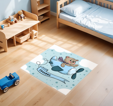 Dywan winylowy z imieniem w designie pilota misia - TenStickers