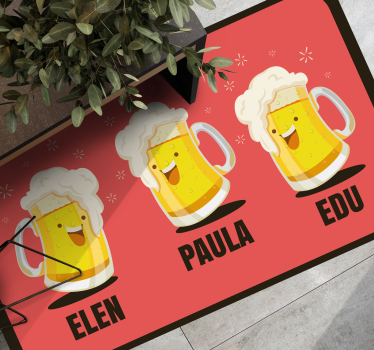 Dywan winylowy do przedpokoju kufle do piwa na zamówienie - TenStickers