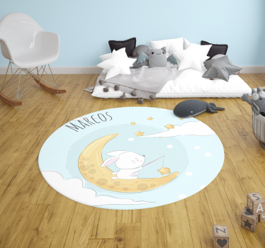 Dywan winylowy z kotem na księżycu personalizowany - TenStickers