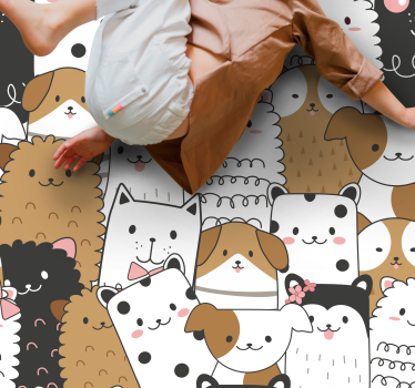 Dywan winylowy ze zwierzętami Niesamowite bezszwowe słodkie psy - TenStickers