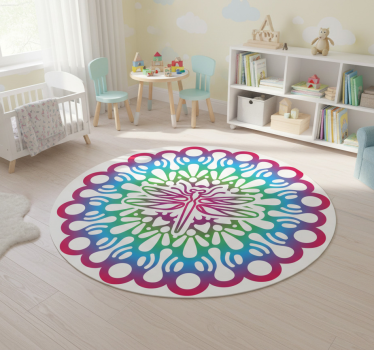 Dywan winylowy zwierzęta mandala kolorowych ważek - TenStickers