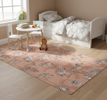 Dywan winylowy zwierzęta zebra i brązowe palmy - TenStickers