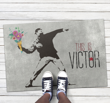 Dywanik winylowy Banksy bukiet kwiatów - TenStickers