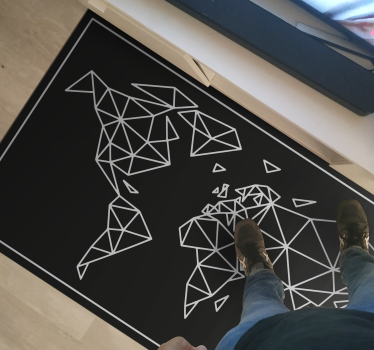 Dywanik winylowy mapa czarno-biały origami - TenStickers