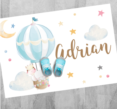 Dziecięcy dywan winylowy balon powietrzny z imieniem - TenStickers
