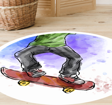 Dziecięcy dywan winylowy ilustracja deskorolka - TenStickers