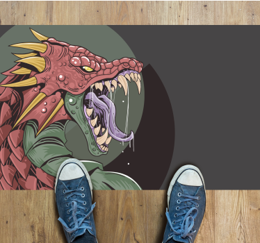 Dywan winylowy dla nastolatków ilustracja głowy smoka - TenStickers