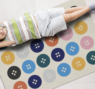 Dziecięcy dywan winylowy kolorowy wzór guzików - TenStickers