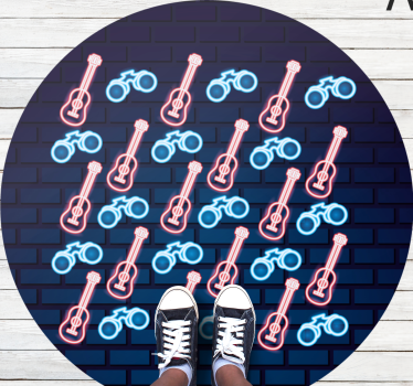 Dywan winylowy dla nastolatków neonowe wzory muzyczne - TenStickers
