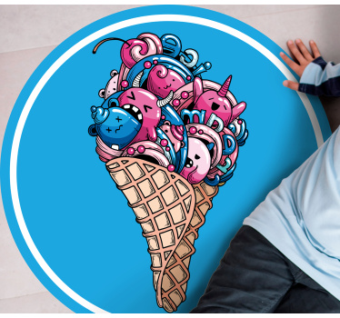 Okrągły dywan winylowy lody w rożku - TenStickers