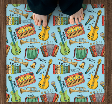Dziecięcy dywan winylowy wesołe instrumenty muzyczne - TenStickers