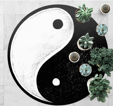 Okrągły dywan winylowy symbol yin yang - TenStickers