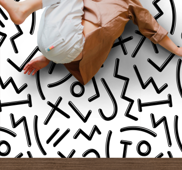 Młodzieżowe czarno-białe postacie minimalistyczny dywan - TenStickers