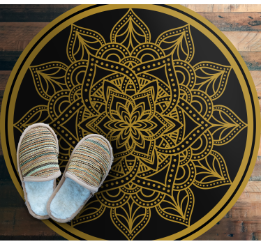Dywan winylowy do jadalni mandala ze złotym słońcem - TenStickers