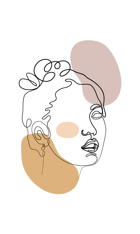 Biały dywan winylowy abstrakcyjna twarz i koła - TenStickers