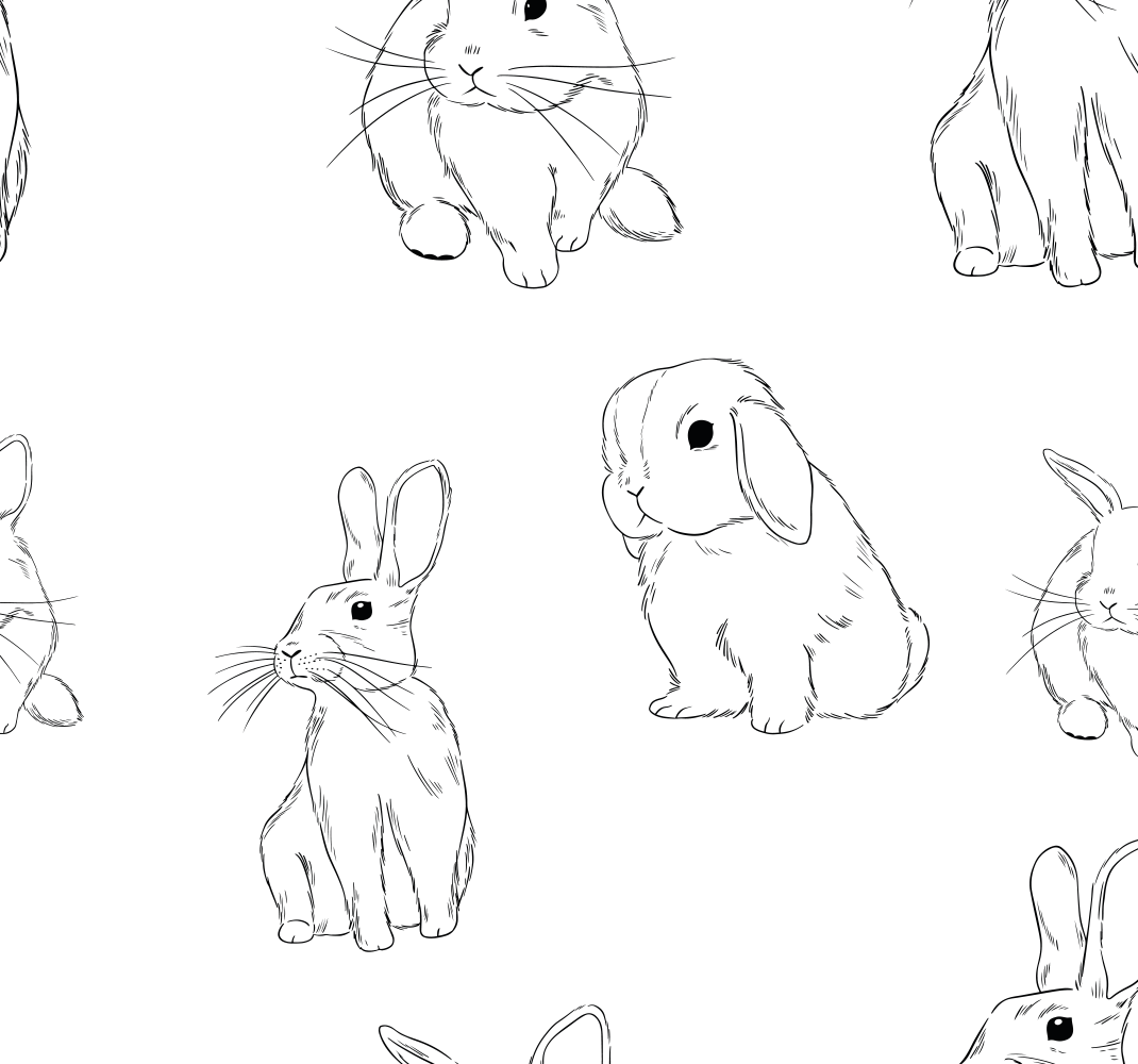 Biały dywan winylowy białe króliczki - TenStickers