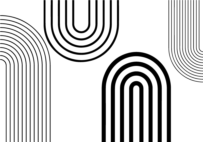 Biały dywan winylowy cienkie, minimalistyczne czarne łuki - TenStickers