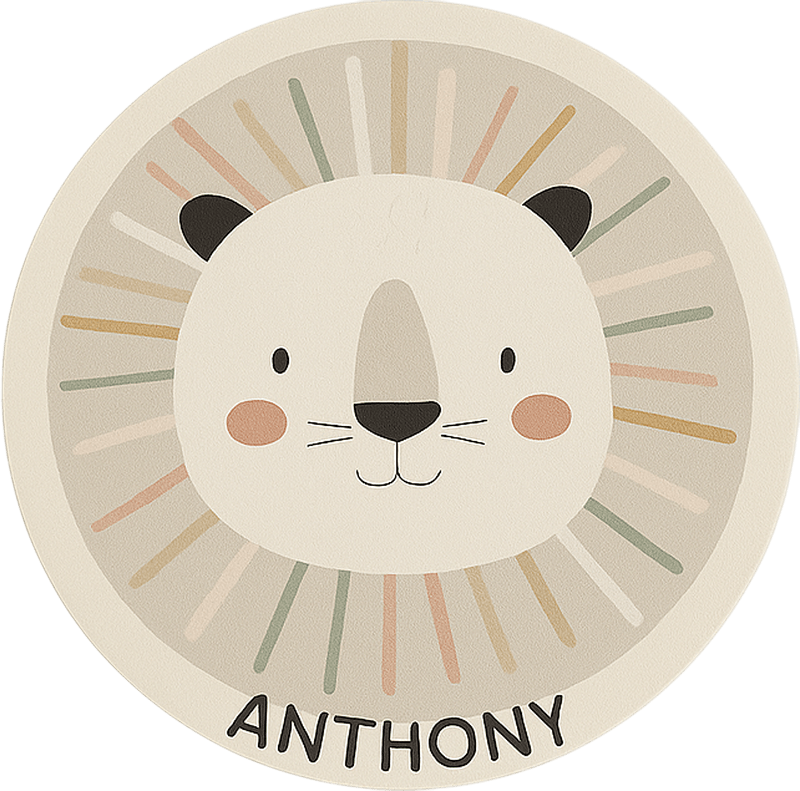 Dziecięcy dywan winylowy niestandardowy beżowy lew - TenStickers