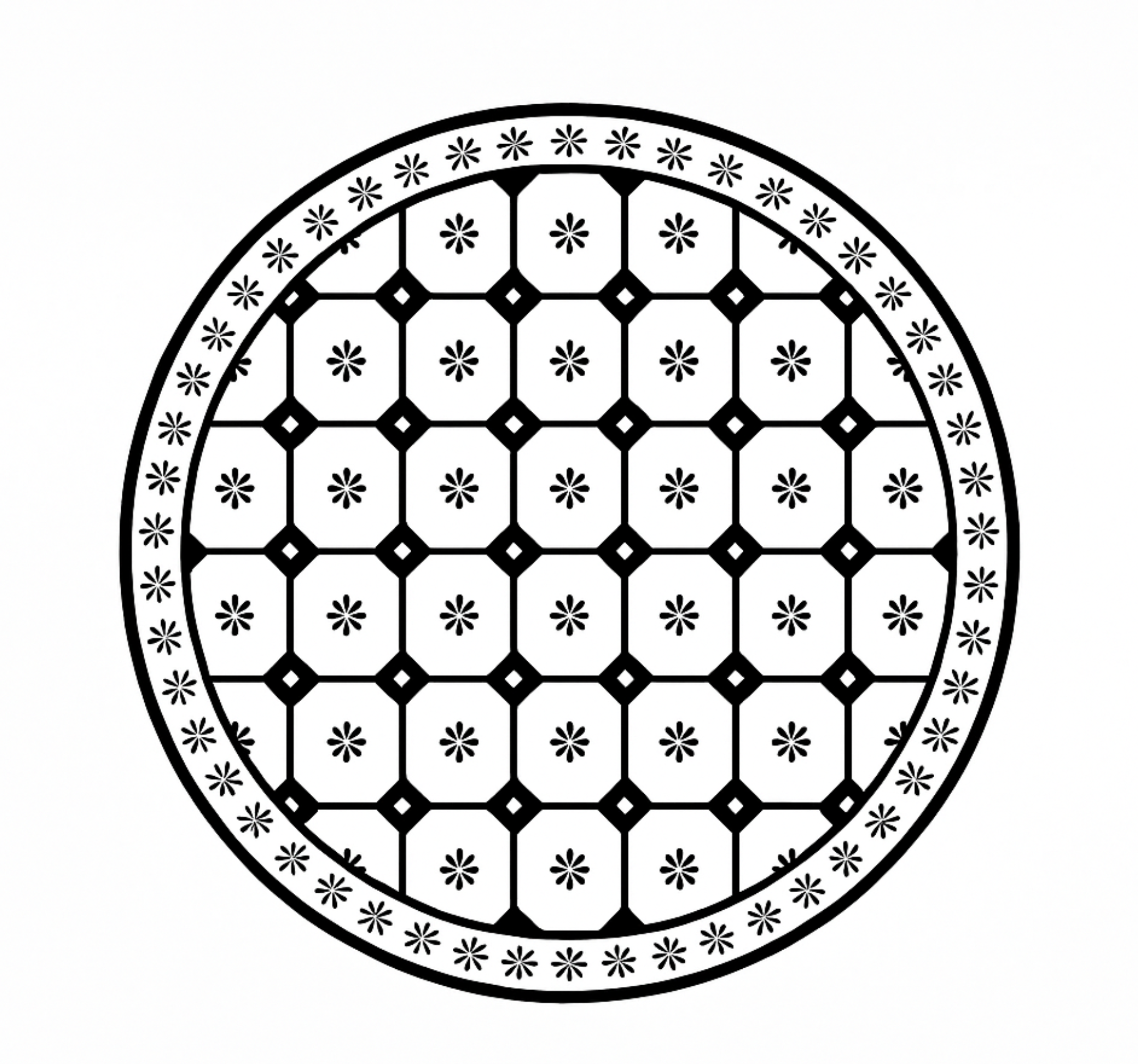 Dywan winylowy do jadalni czarno-biały wzór kafelków - TenStickers