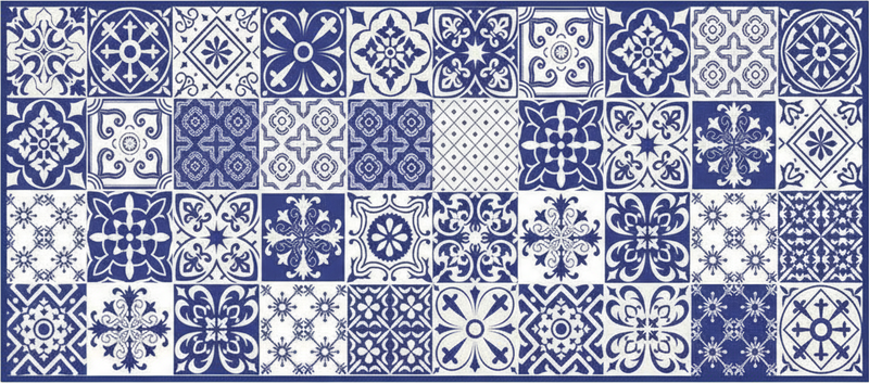 Dywan winylowy do kuchni mozaika porcelanowa kobaltowa - TenStickers