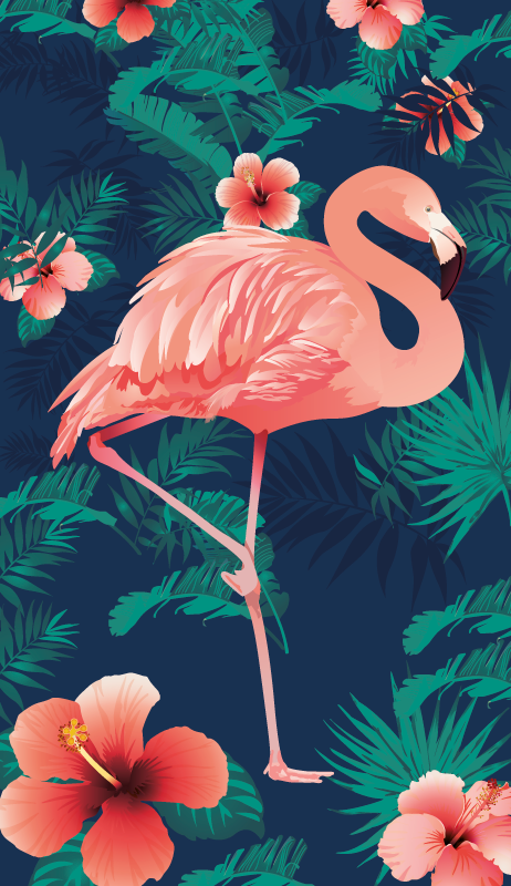 Dywan winylowy zwierzęta różowe flamingi tropikalne - TenStickers