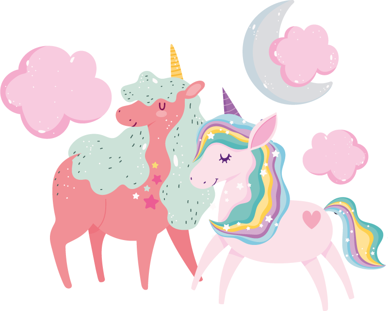 Dywan winylowy zwierzęta mały jednorożec z klaczą - TenStickers