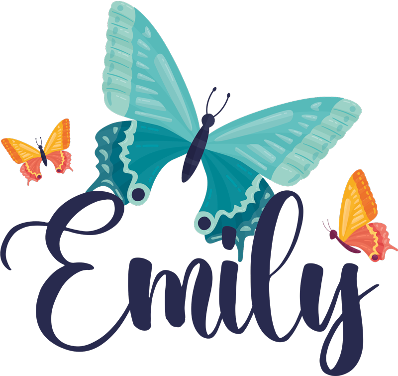 Dywan winylowy zwierzęta motyle dwukolorowe z imieniem - TenStickers